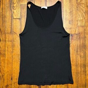BABATON‎ Women's Black Ribbed Classic Minimal Tank Top Stretchy Viscose Size L